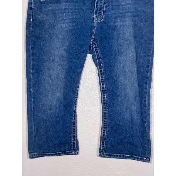 VGS Women Capri Jeans Blue Size 14 Stretchy Cotton Embroidered Pockets Mid-Rise - Picture 7 of 16